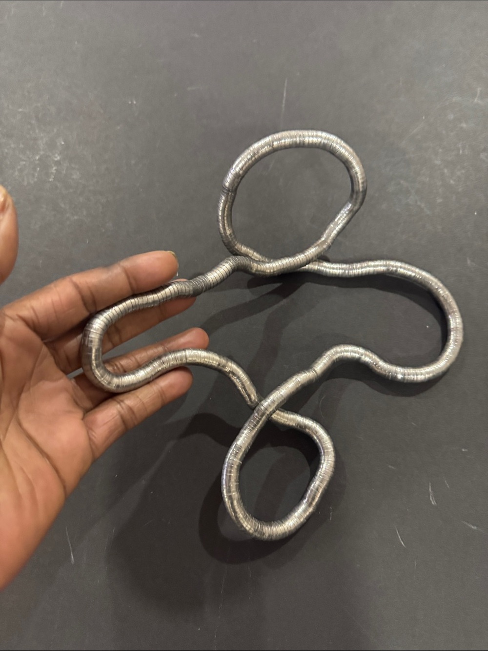 Vintage Bendable Snake Coil Necklace Pewter - Picture 8 of 10